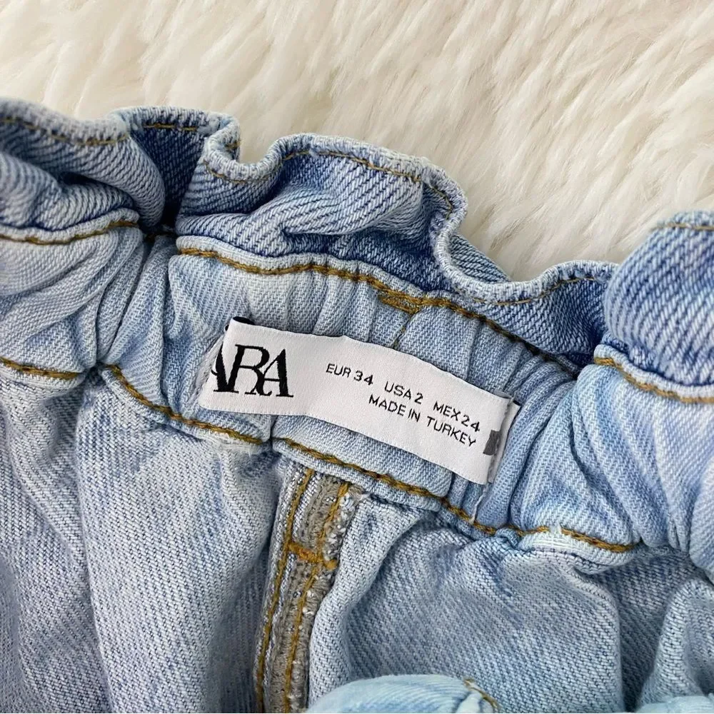 ZARA Baggy Paperbag Denim Jeans - Picture 4 of 6